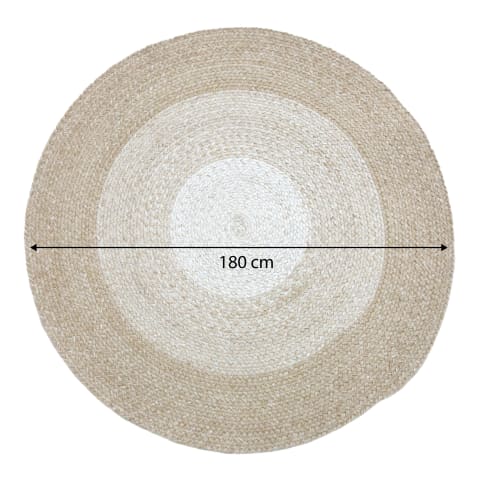 Outdoor-Teppich, rund, beige/weiß, 180x180cm / Dicke: 5mm Corfu