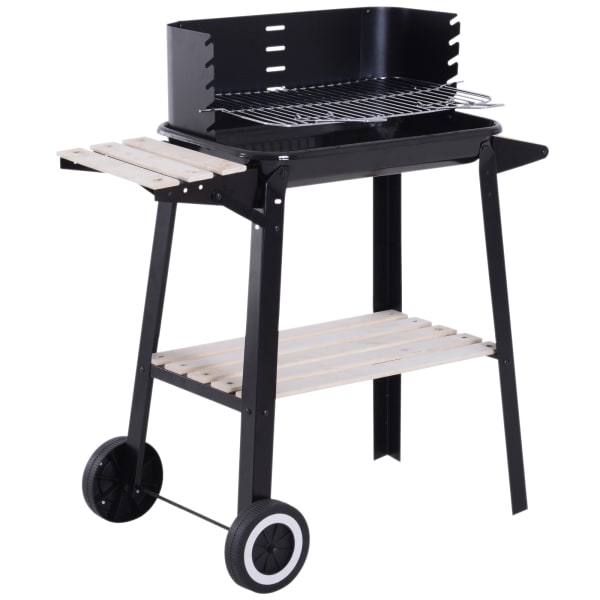 Outsunny - Barbacoa de carbón 83x46x87 cm negro