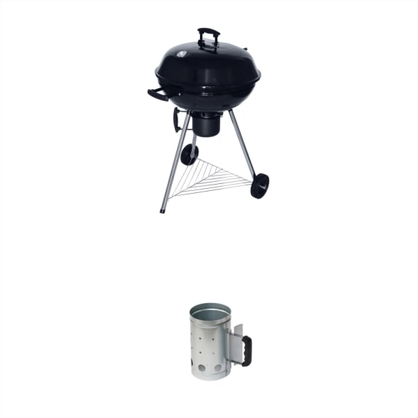 sweeek - Barbacoa de carbón con chimenea de encendido, ø53cm, negro