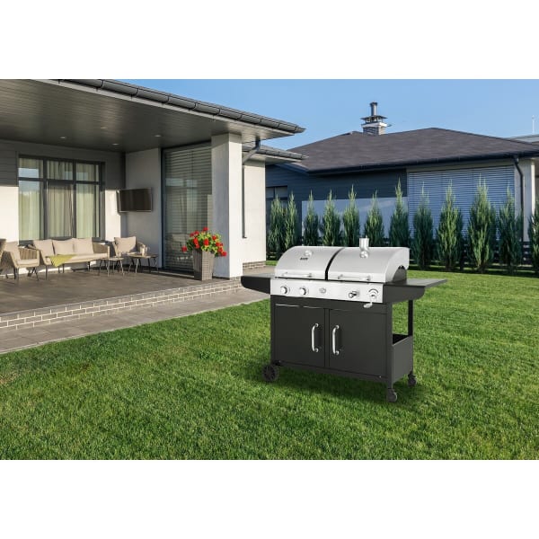 Habitat & Jardin - Barbacoa de gas negro 167 x 75 x 123 cm