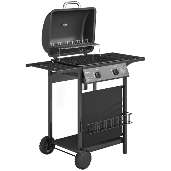 Outsunny - Barbacoa de gas 99x56x95 cm negro