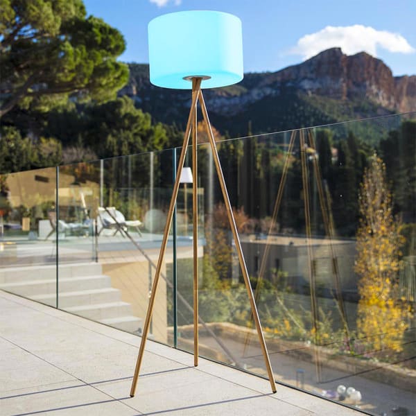 LUMISKY - Tamboury wood - Lámpara de pie inalámbrica beige h150 cm