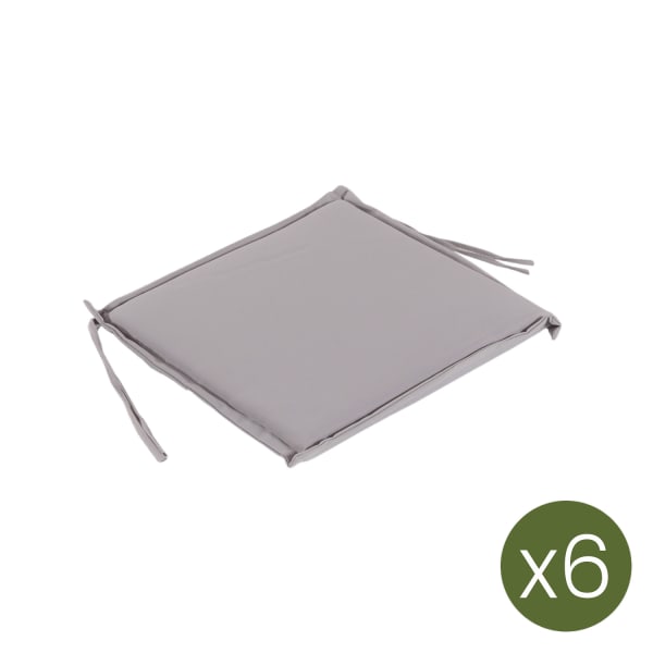 Edenjardin - Pack de 6 cojines asiento para silla de jardín piedra 42x40x3 cm