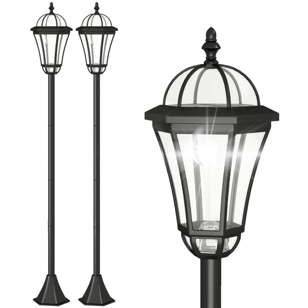 Outsunny - Faroles de jardín 18,5x18,5x129 cm negro