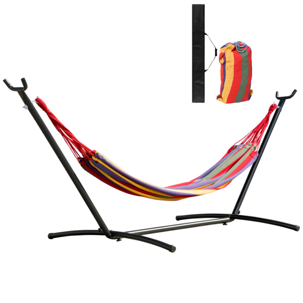 Outsunny - Hamaca con soporte 290x118x110 cm multicolor