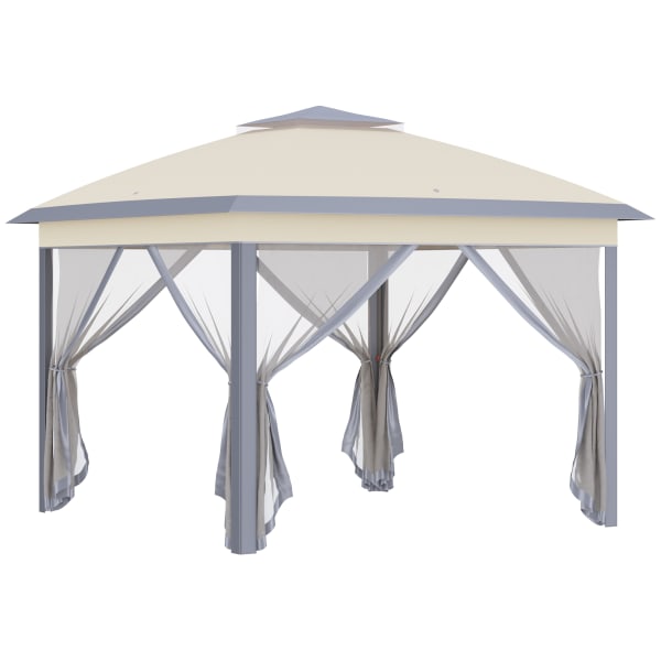 Outsunny - Carpa plegable 330x330x288 cm beige