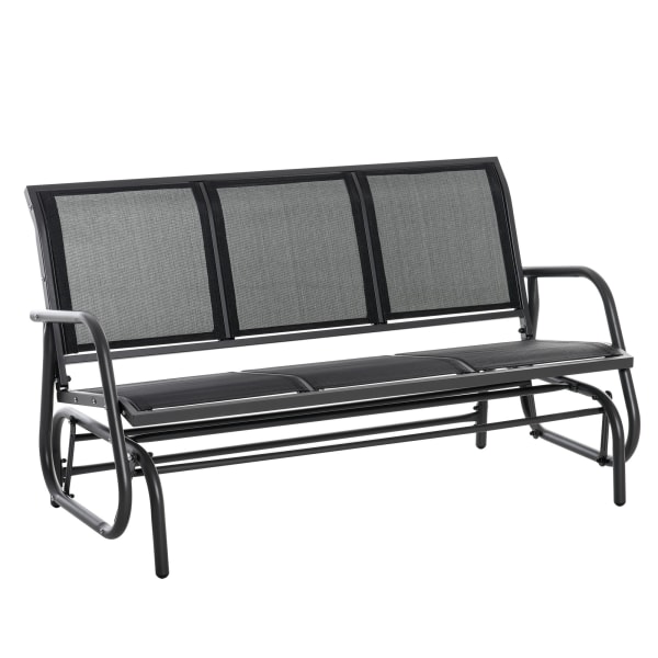 REDOM - Banco jardín metal con función balancín negro 147x75x85cm