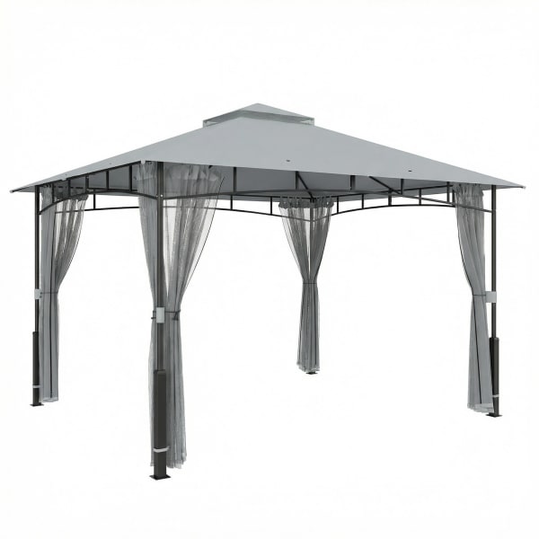 Outsunny - Cenador para jardín 360x300x275 cm gris