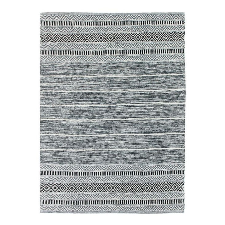 Tapis 100% coton blanc-noir 120x170-Terra