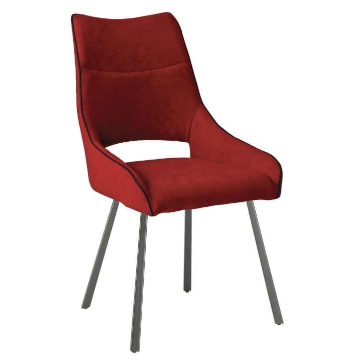 Lot  de 2 chaises tissu coloris rouge-Amado cropped-2