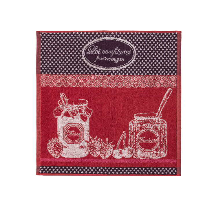 Carré éponge jacquard pur coton rouge 50 x 50-Confiture cropped-2