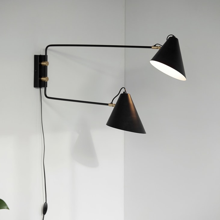 Lampada da parete doppia in metallo nero CLUB | Maisons du Monde