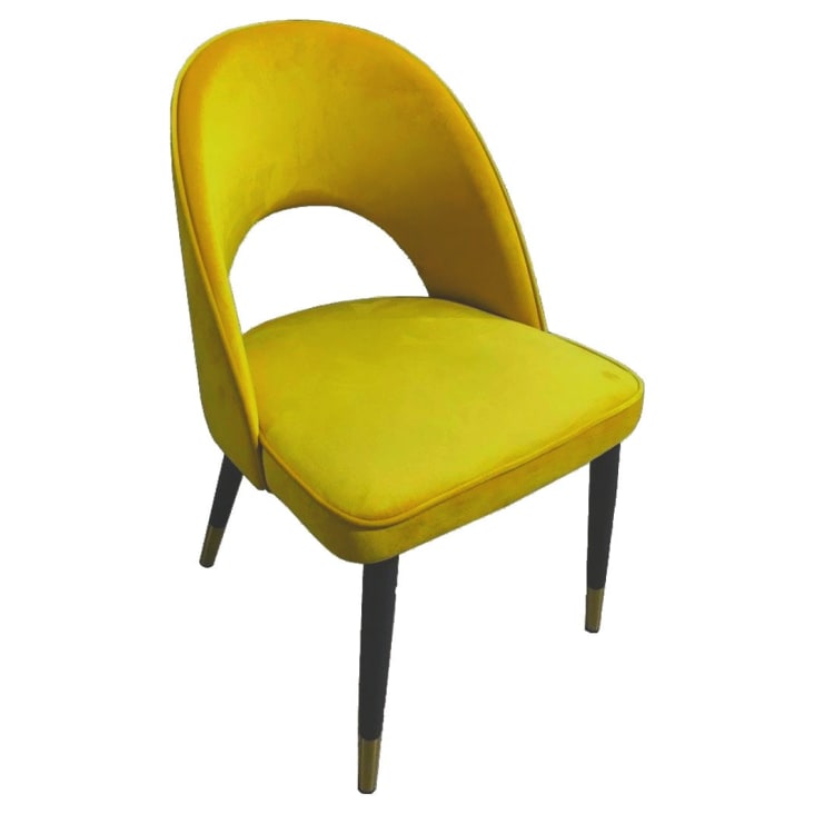 Chaise de salle a manger en velours jaune-ARDEC cropped-4