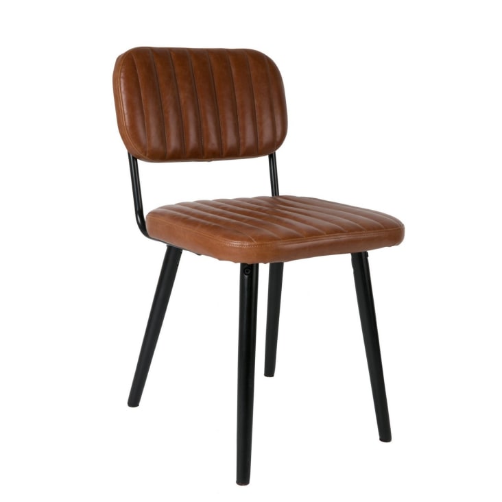 Chaise aspect cuir marron-JEKA