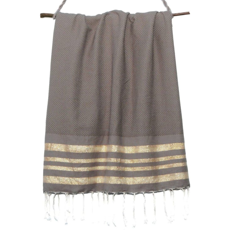 Fouta lurex coton  100x200 taupe clair / or-Hamptons cropped-2