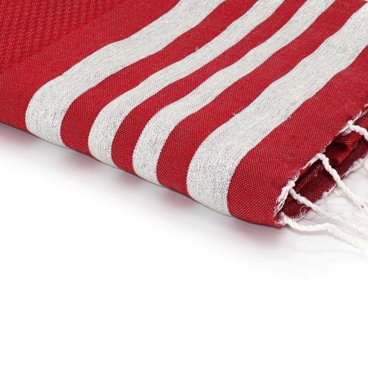 Fouta lurex coton  100x200 rouge / argent-Hamptons cropped-3