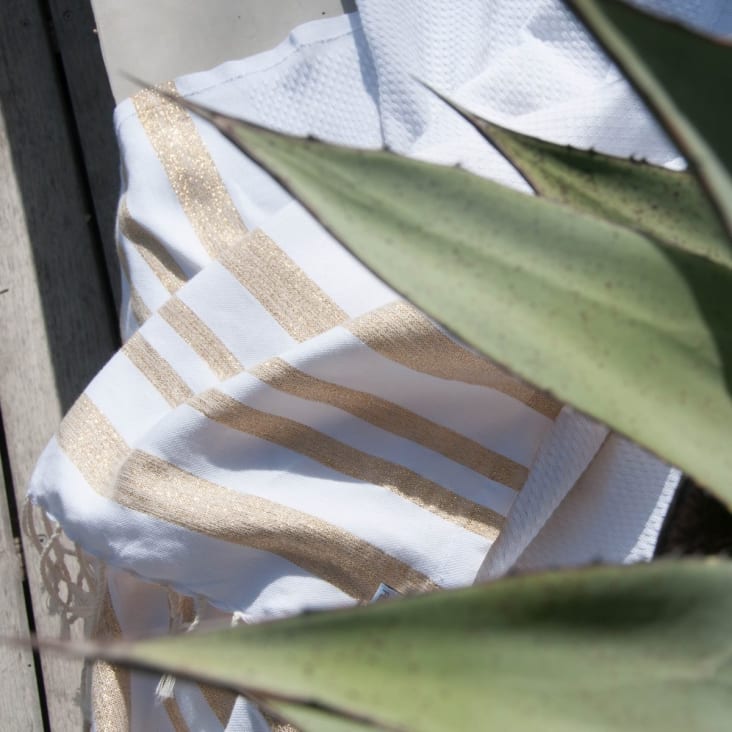 Fouta lurex coton  100x200 blanc / or-Hamptons cropped-9