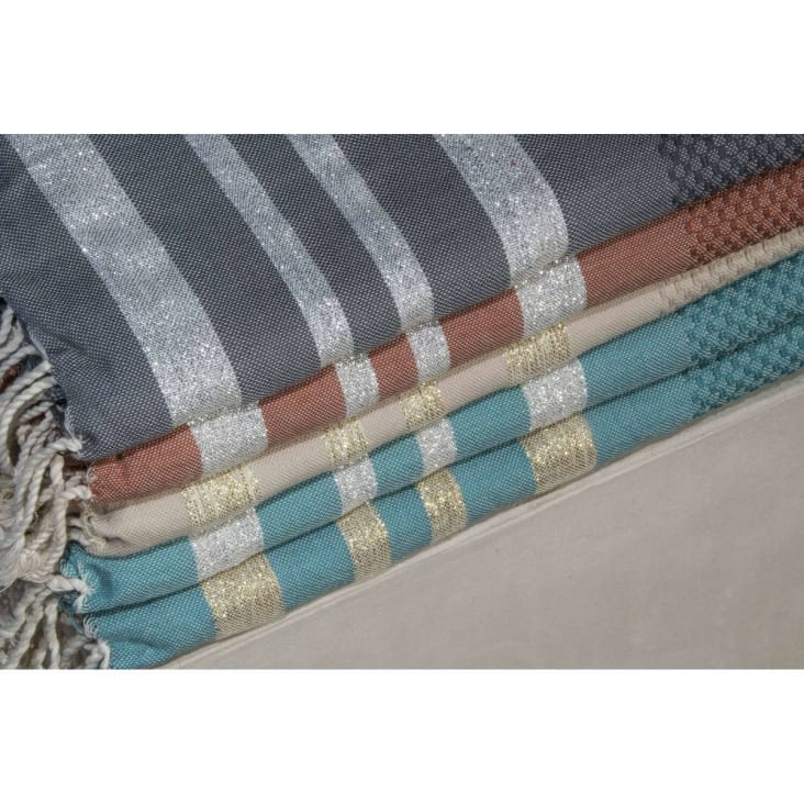 Fouta lurex coton  100x200 gris moyen / argent-Hamptons cropped-3