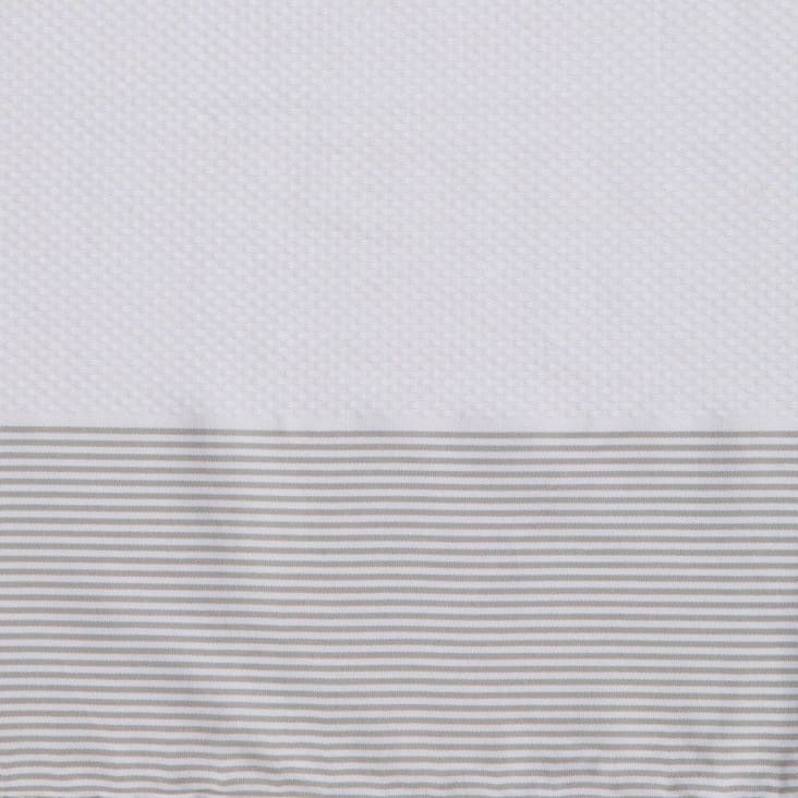 Fouta nid d'abeille coton  100x200 blanc / gris perle-Ibiza cropped-5