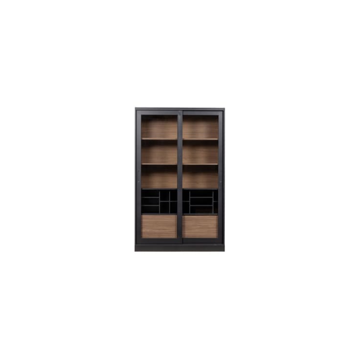 Cabinet 2 portes coulissantes en bois noir-James