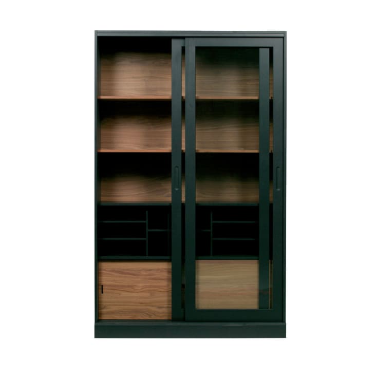 Cabinet 2 portes coulissantes en bois noir-James cropped-10
