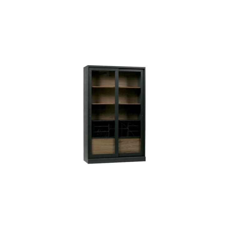 Cabinet 2 portes coulissantes en bois noir-James cropped-2