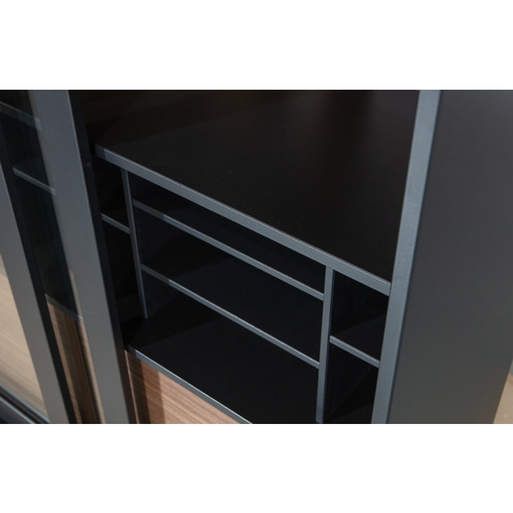 Cabinet 2 portes coulissantes en bois noir-James cropped-5