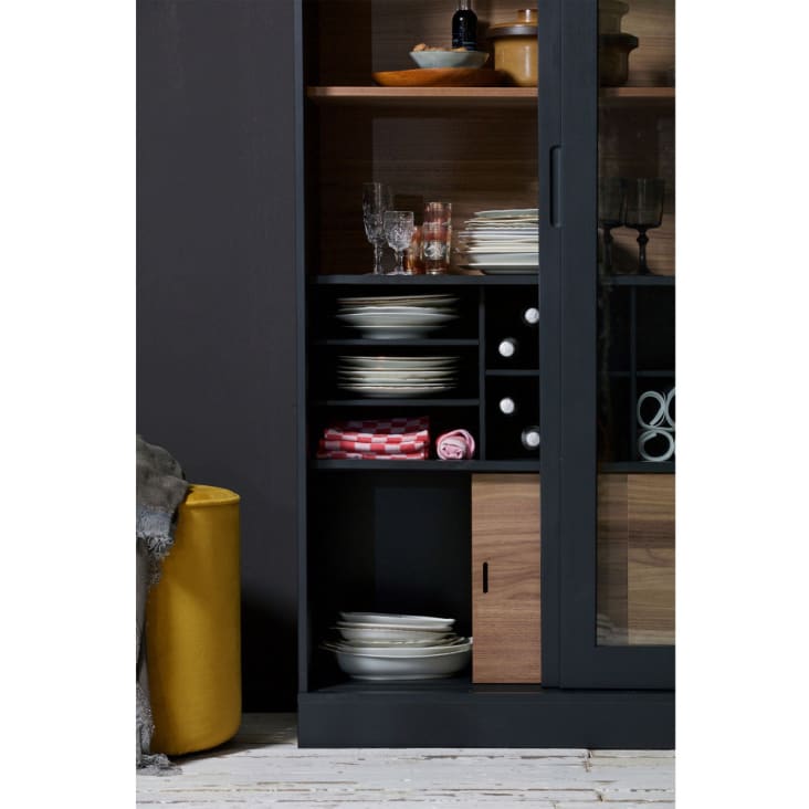 Cabinet 2 portes coulissantes en bois noir-James cropped-8