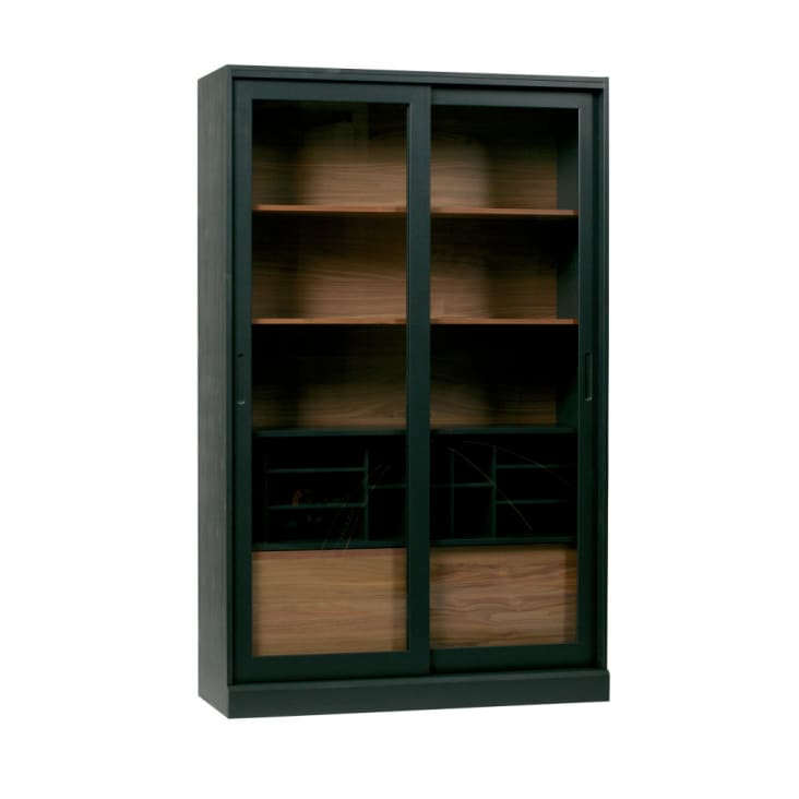 Cabinet 2 portes coulissantes en bois noir-James cropped-9