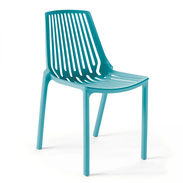 Chaise de jardin ajourée en plastique bleu-Paris