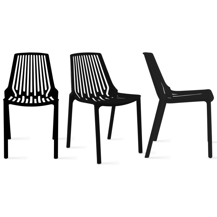 Chaise de jardin ajourée en plastique noir-Paris cropped-5
