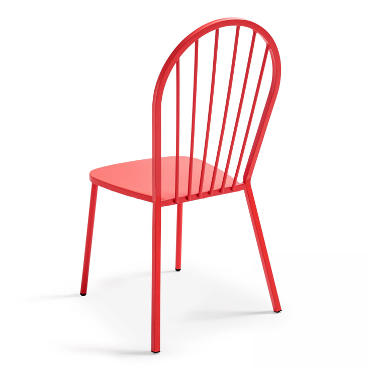 Chaise bistrot de jardin en métal rouge-Honfleur cropped-5