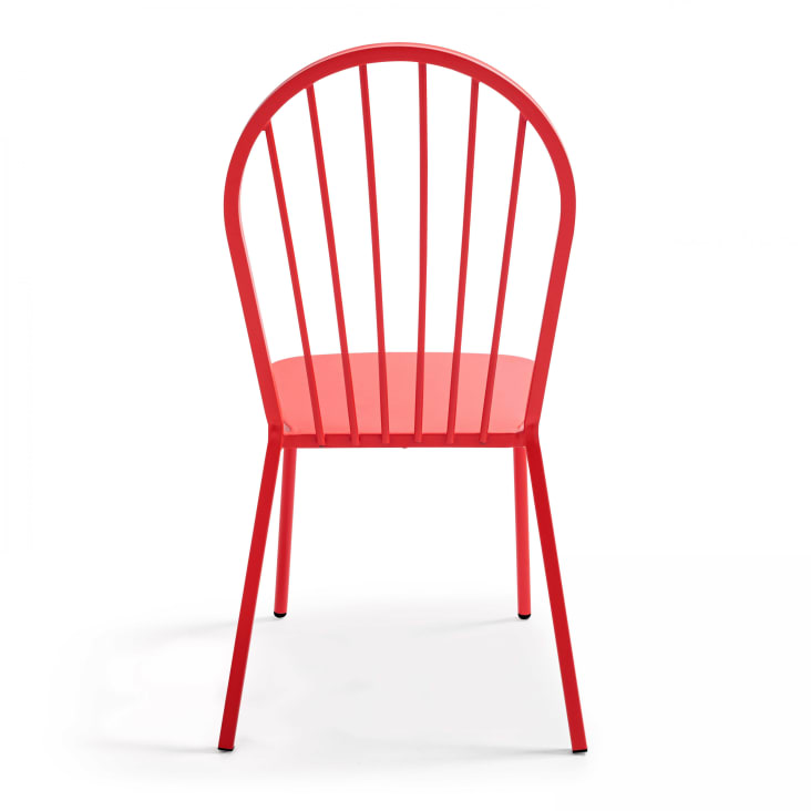 Chaise bistrot de jardin en métal rouge-Honfleur cropped-6