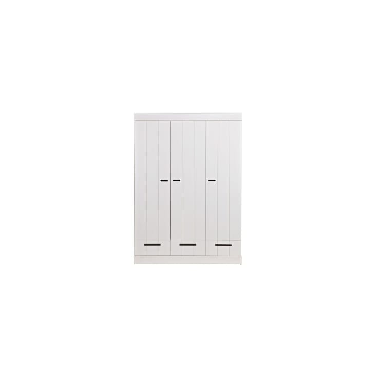Monde Holz, 3 Türen 3 CONNECT | Schubladen aus mit Maisons weiß und Kleiderschrank du