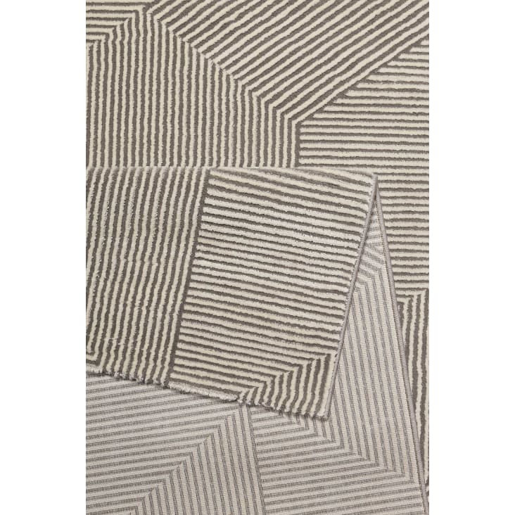 Alfombra tejida con relieve geométrico beige y gris pardo 290x200-Velvet groove cropped-4