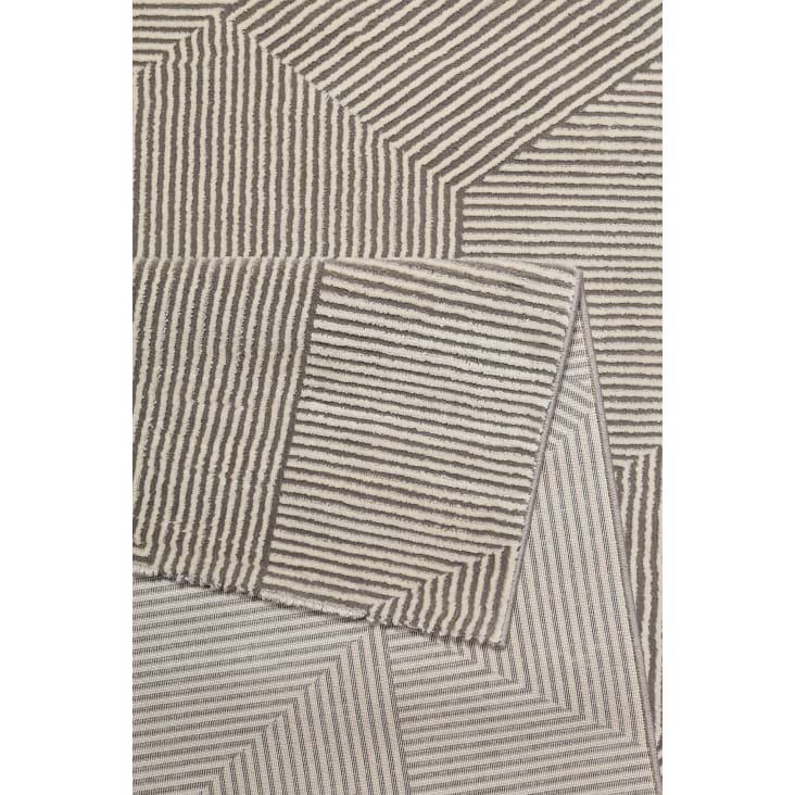 Alfombra tejida con relieve geométrico beige y gris pardo 290x200-Velvet groove cropped-8