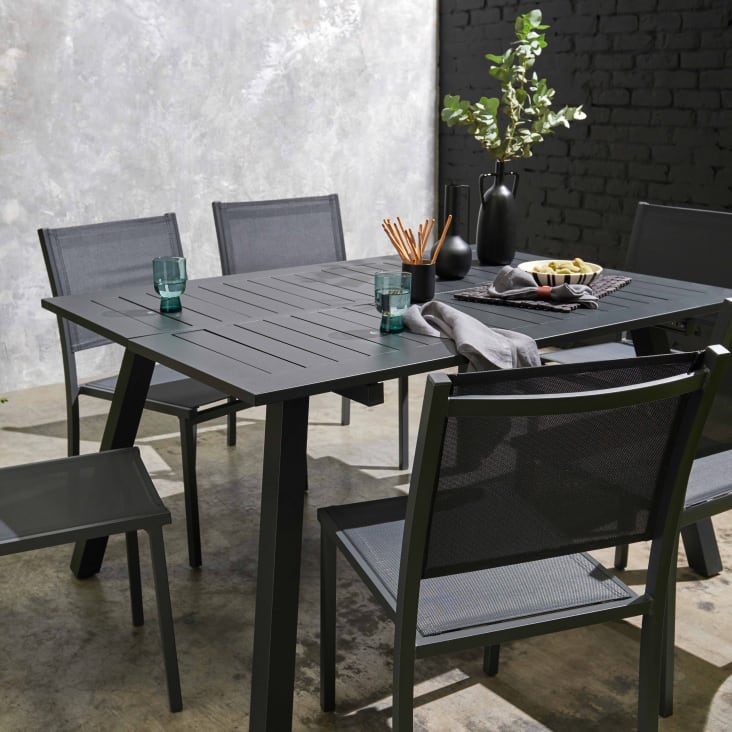 Table de jardin carrée extensible en aluminium noir Samba