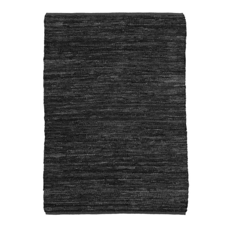 Tapis en cuir tressé noir 160x230-Skin