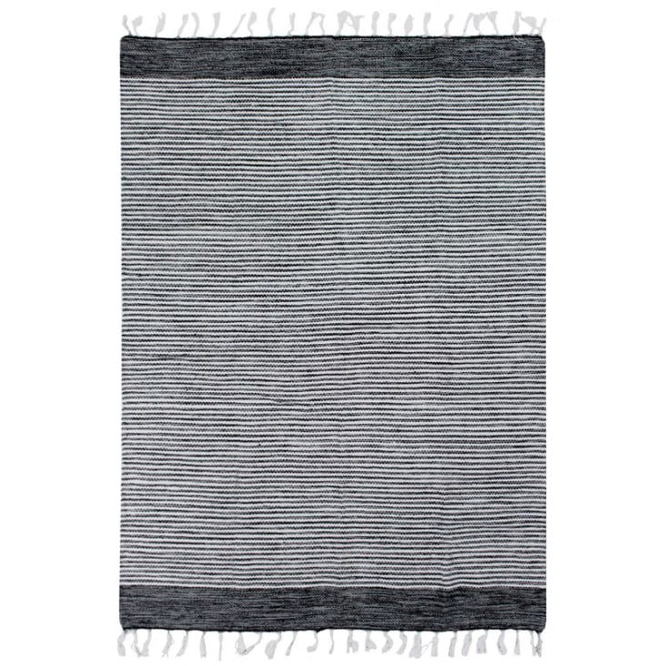 Tapis 100% coton bandes noir-gris-blanc 160x230-Terra