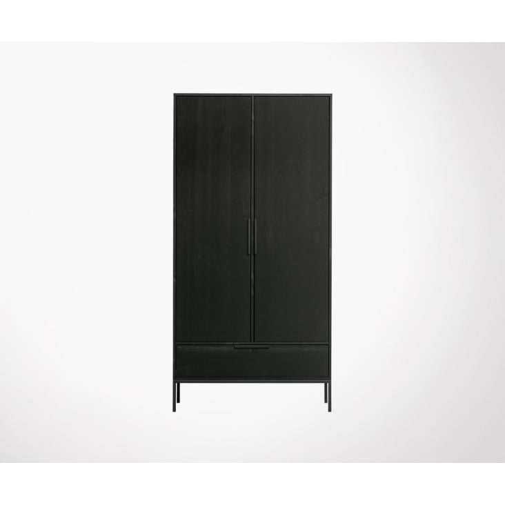 Armoire 2 portes en bois noir-Adam cropped-2