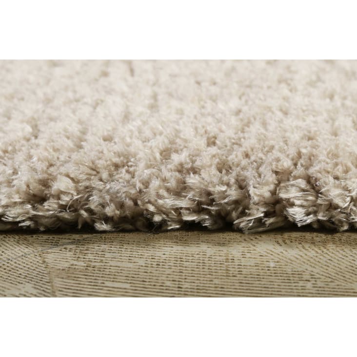 Tapis uni très doux à mèches très hautes et denses beige 200x200