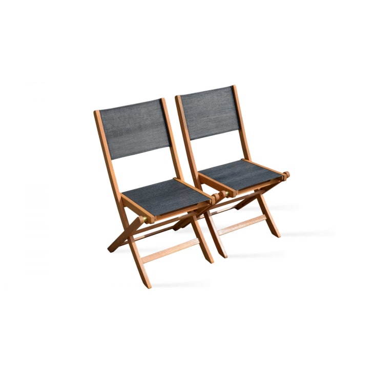 Lot de 2 chaises pliantes de jardin en bois noir-Martigues cropped-2