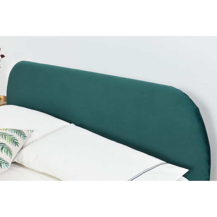 Struttura letto in velluto verde e ottone 140x190 cm Phoenix