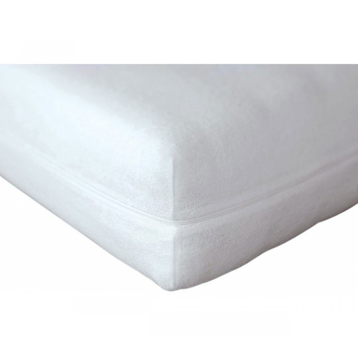 Housse de protection intégrale pour matelas coton blanc 90x190 cm