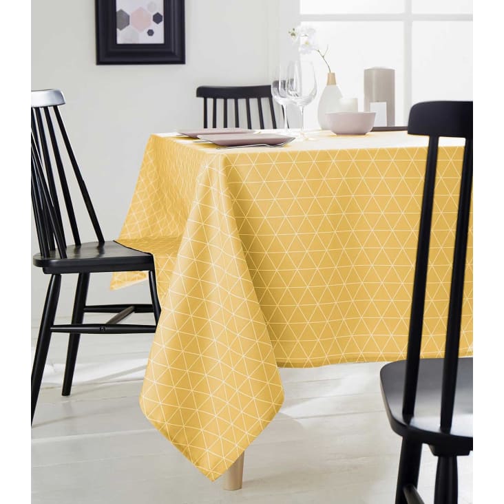 Nappe rectangulaire "scandinave" polyester jaune tournesol 150x200 cm-Paco