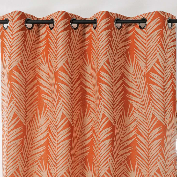 Rideau imprimé feuille de palmier coton orange 140x240 cm cropped-2