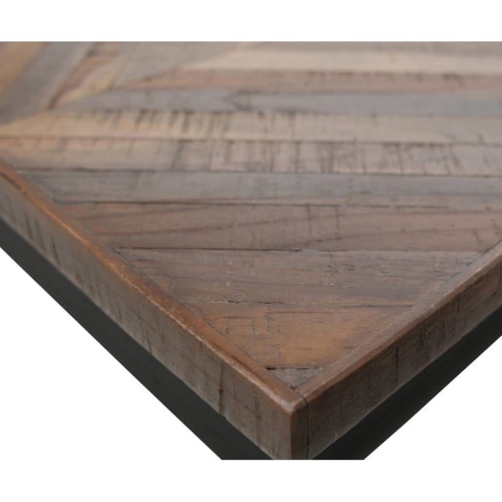 Table à manger en bois de teck recyclé et métal 180x90cm naturel-Rhombic cropped-3