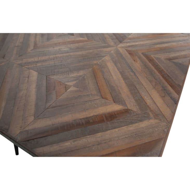 Table à manger en bois de teck recyclé et métal 180x90cm naturel-Rhombic cropped-4