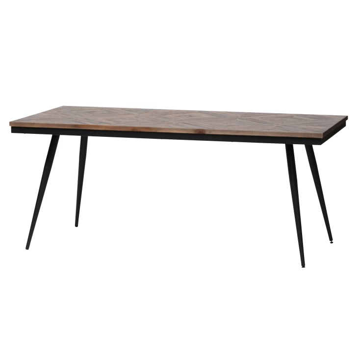 Table à manger en bois de teck recyclé et métal 180x90cm naturel-Rhombic cropped-5