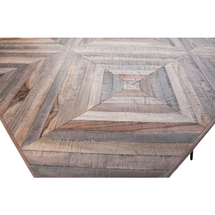 Table à manger en bois de teck recyclé et métal 180x90cm naturel-Rhombic cropped-6
